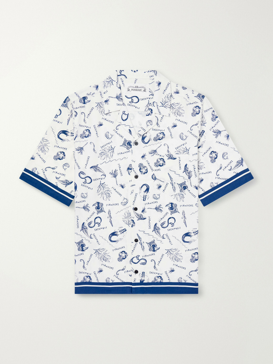 MANAAKI - Hawaiki Camp-Collar Printed Lyocell-Twill Shirt - Blue