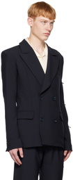 Carlota Barrera Navy Drawstring Blazer