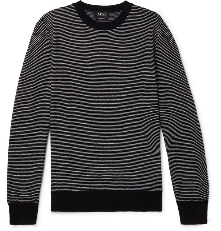 Photo: A.P.C. - Alphonse Striped Wool-Blend Sweater - Men - Black