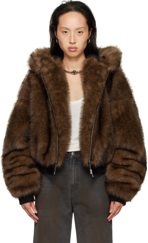 Photo: LU'U DAN Brown Yeti Outlaw Faux-Fur Jacket