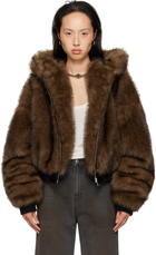 LU'U DAN Brown Yeti Outlaw Faux-Fur Jacket