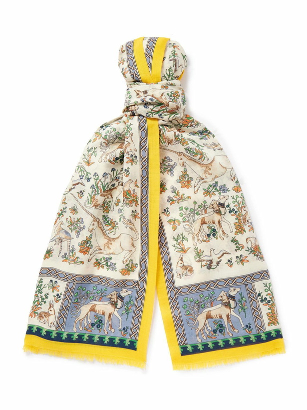 Photo: Drake's - HIM Fringed Printed Wool and Silk-Blend Scarf