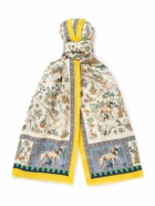 Drake's - HIM Fringed Printed Wool and Silk-Blend Scarf