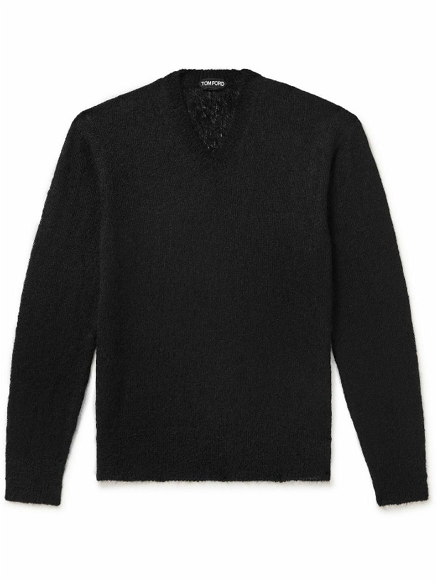 Photo: TOM FORD - Open-Knit Brushed Mohair-Blend Sweater - Black