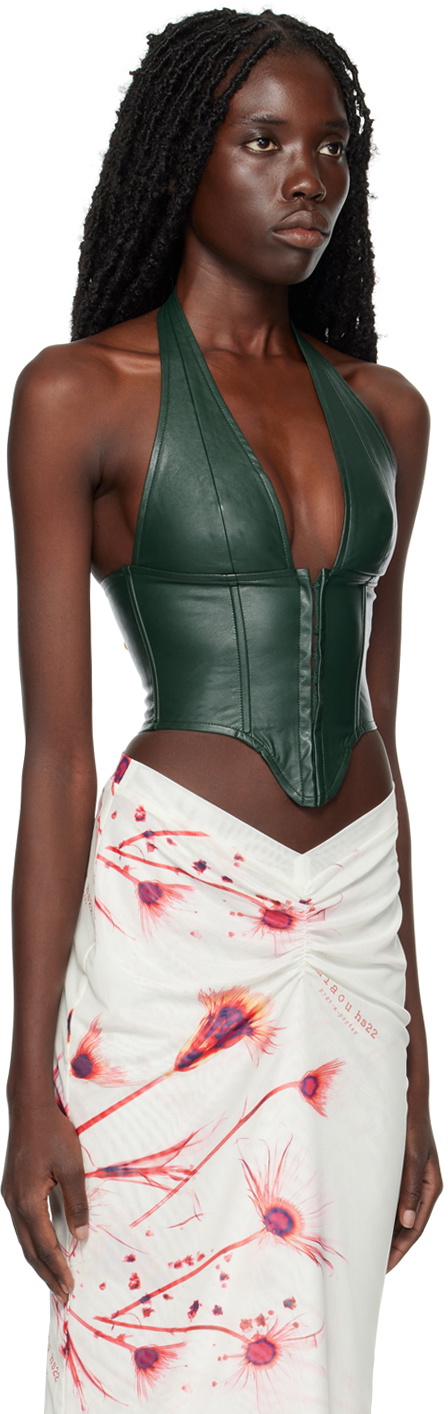 Miaou Mara Corset Top in Forest Green