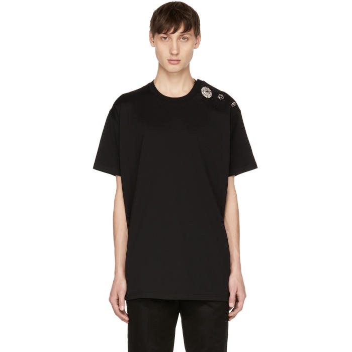 Photo: Givenchy Black Crystal Buttons T-Shirt