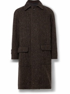 Drake's - Herringbone Wool Overcoat - Brown