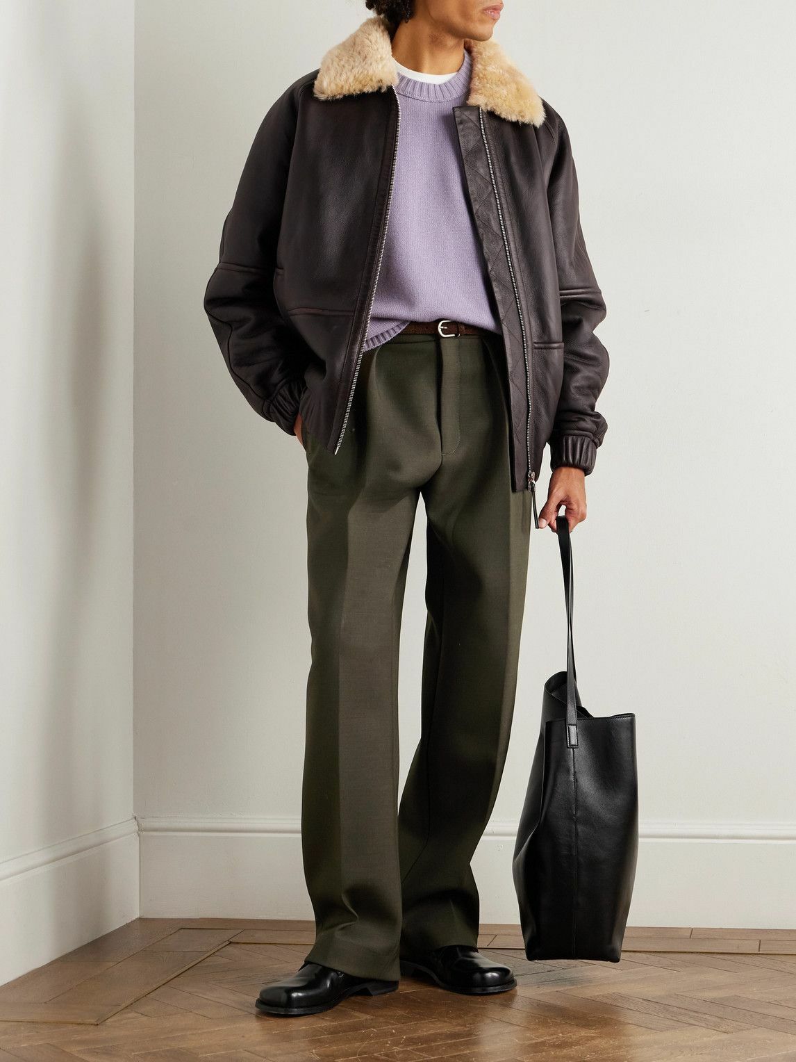 Jacquemus - Le Bombardier Oversized Shearling Bomber Jacket - Brown