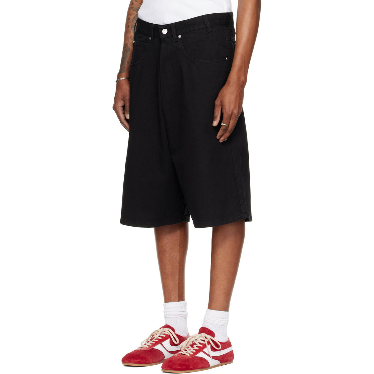 LU'U DAN Black Kriss Kross Denim Shorts