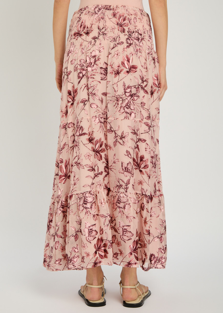 Alice + Olivia Stevie Devoré Chiffon Maxi Skirt Pink