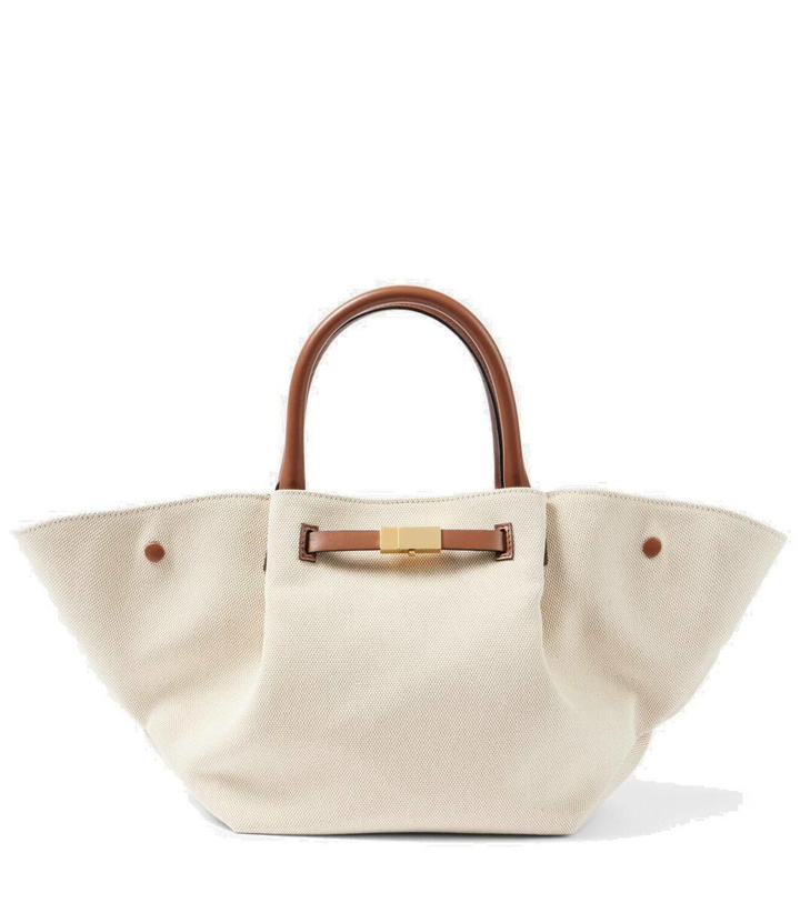 Photo: DeMellier New York Midi leather-trimmed canvas tote bag