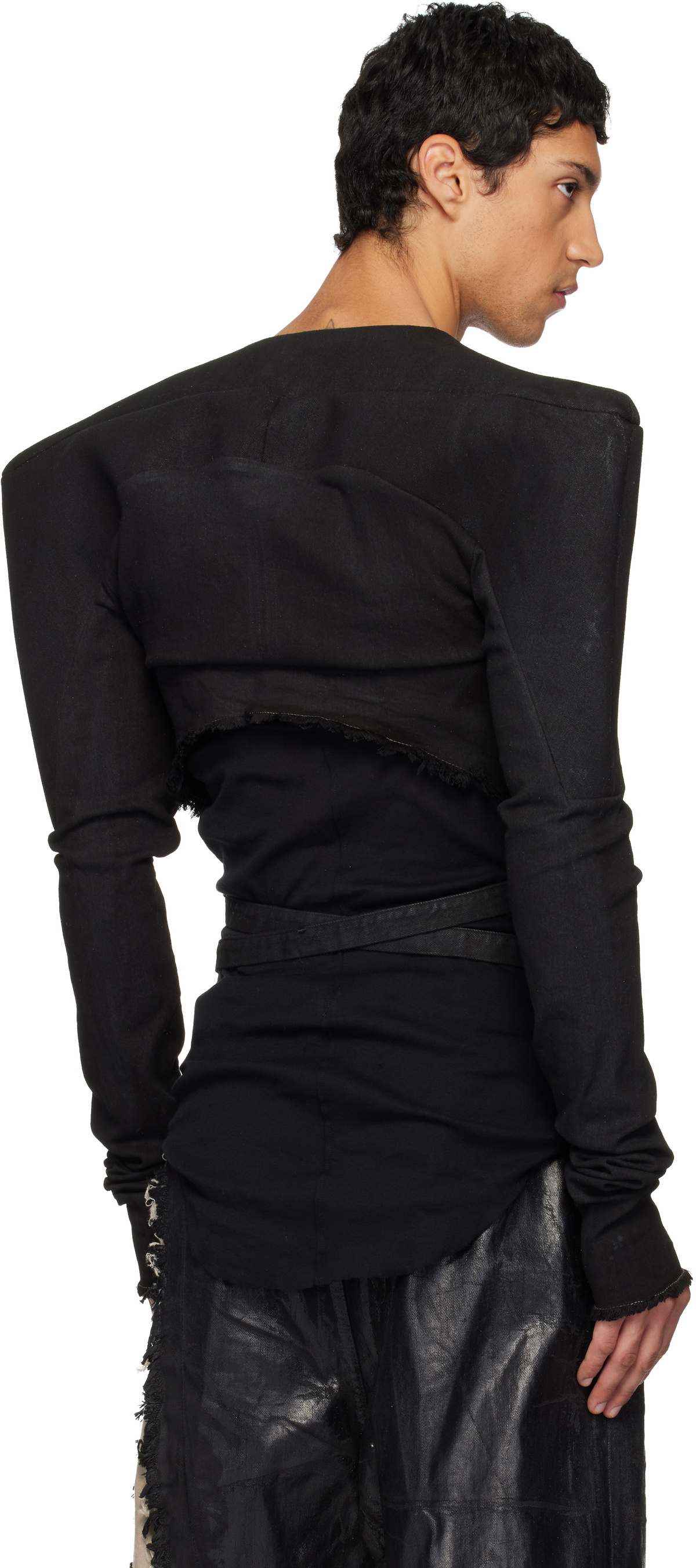 Rick Owens Black Concordians Tight Denim Jacket