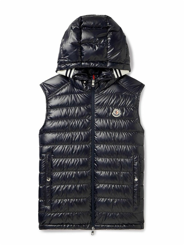 Photo: Moncler - Clai Logo-Detailed Webbing-Trimmed Quilted Shell Hooded Down Gilet - Black