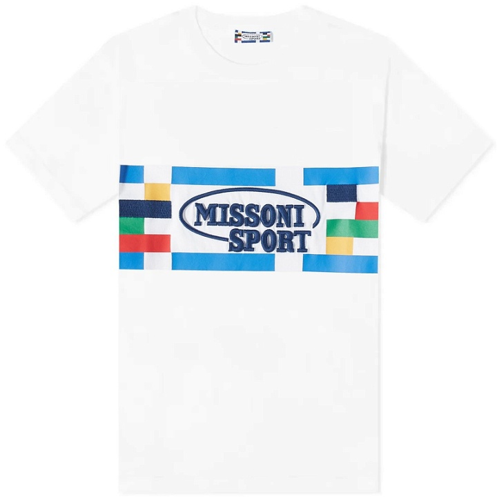 Photo: Missoni Men's Sport Logo T-Shirt in White/Multicolour Heritage
