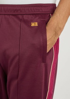 Wales Bonner Panelled Satin-jersey Track Pants Burgundy