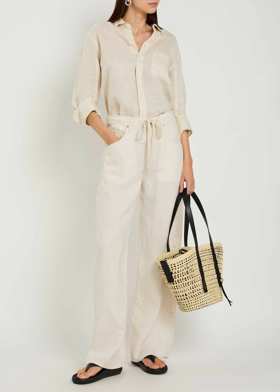 Citizens OF Humanity Brynn Drawstring Linen Trousers Beige