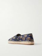 Manolo Blahnik - Nerano Leather-Trimmed Silk-Jacquard Espadrilles - Blue