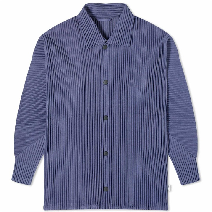 Photo: Homme Plissé Issey Miyake Men's Pleated Shirt Jacket in Blue Charcoal