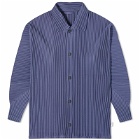 Homme Plissé Issey Miyake Men's Pleated Shirt Jacket in Blue Charcoal
