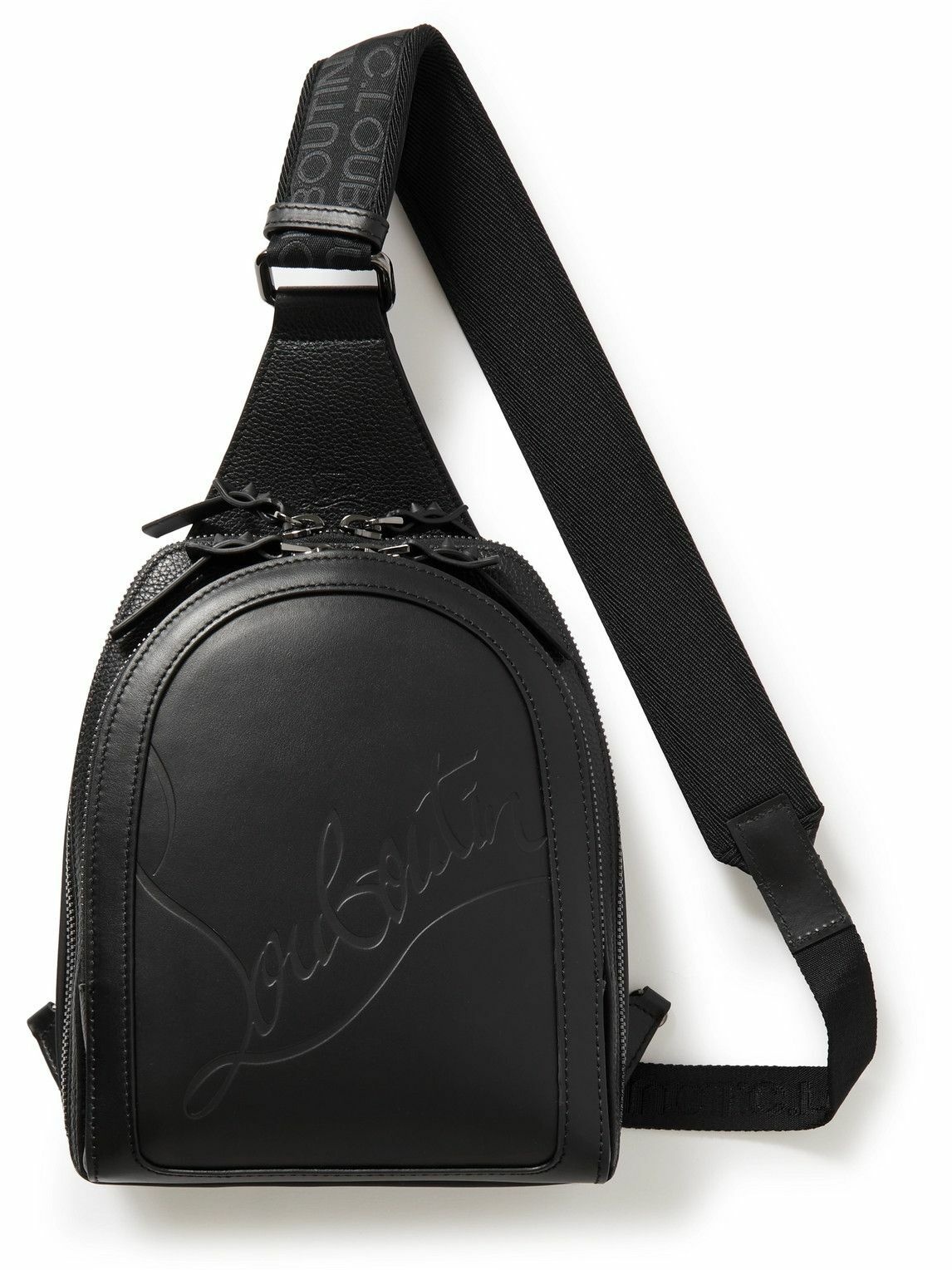 Photo: Christian Louboutin - Loubifunk Logo-Debossed Mesh-Trimmed Leather Backpack