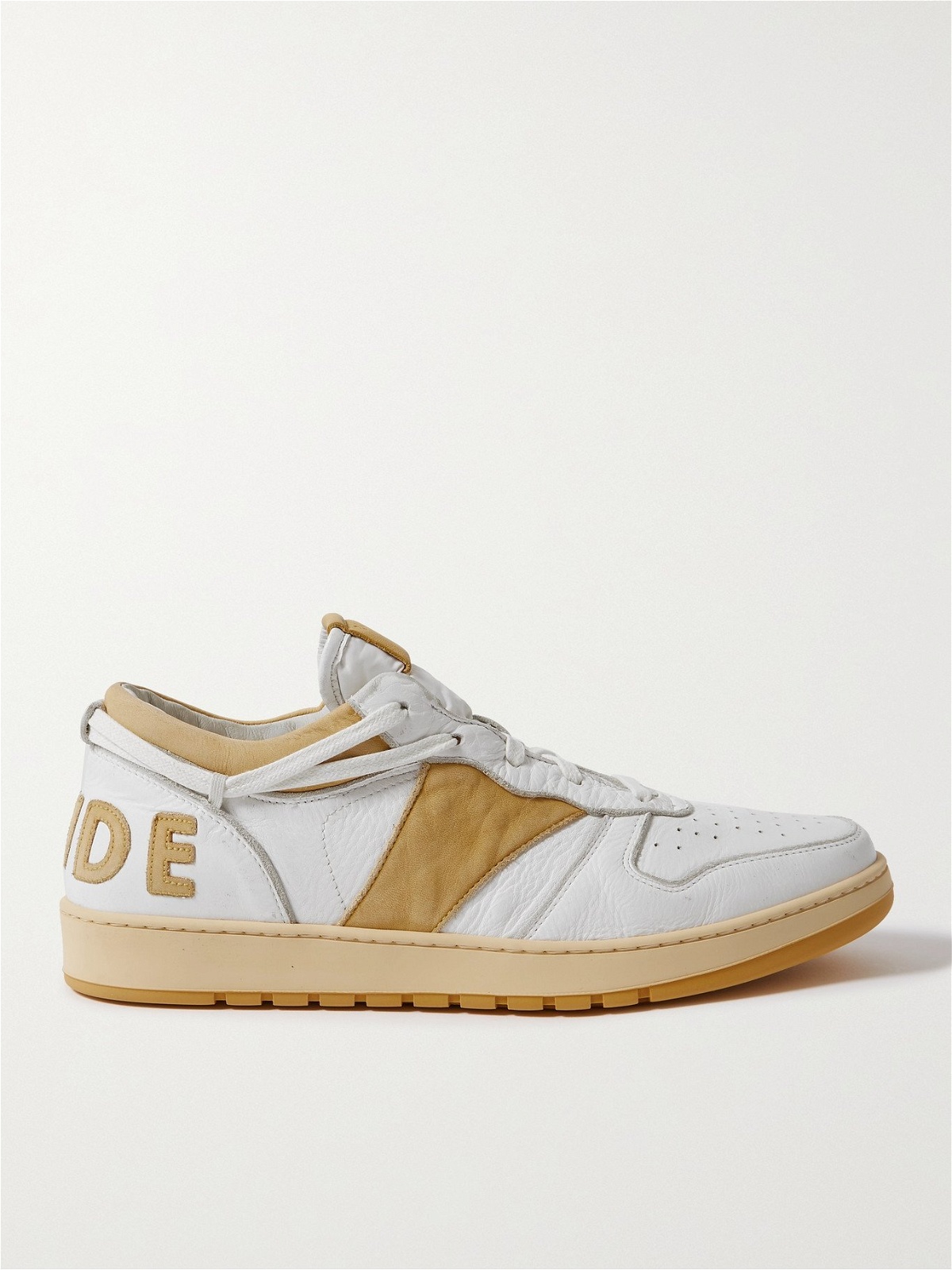 RHUDE - Rhecess Distressed Leather Sneakers - Yellow - 9 Rhude