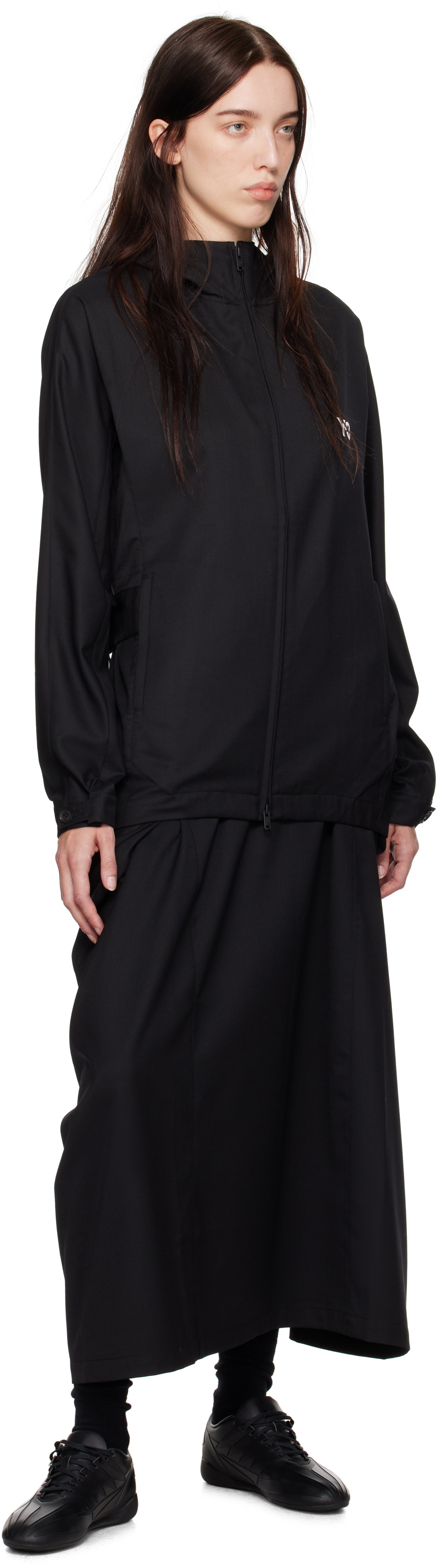 Y-3 Black Refined Wool Midi Skirt