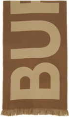 Burberry Brown & Beige Jacquard Logo Scarf