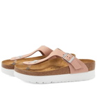 Birkenstock Women's Gizeh Platform Flex Nubuck in Soft Pink