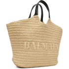 BALMAIN Beige 'BALMAIN' Crochet Tote