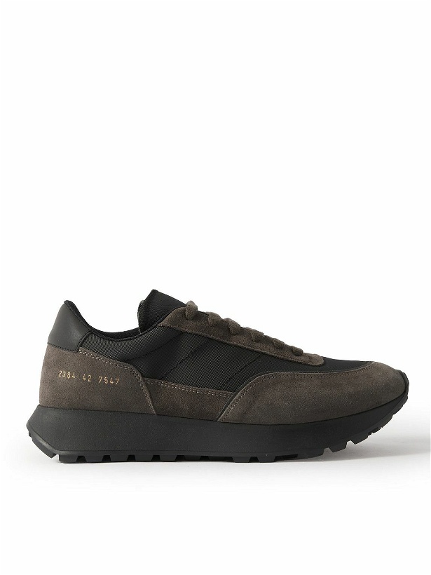 Photo: Common Projects - Track Technical Leather-Trimmed Suede and Shell Sneakers - Black