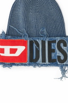 Diesel Denim effect beanie with bold patch detail - Knit caps - Unisex - Blue