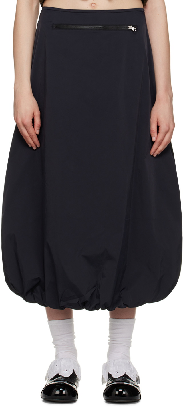 The Open Product Women's Nylon String Skirt in Black Navy