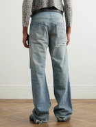 Balenciaga - Straight-Leg Belted Distressed Selvedge Jeans - Blue
