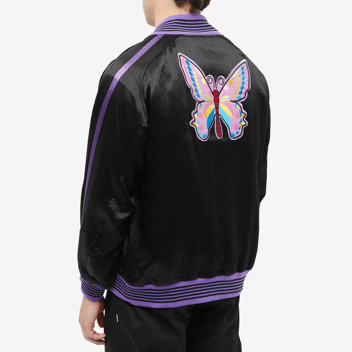 Needles Men's Sateen Souvenir Award Jacket in Black Needles