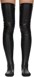 Sacai Black Faux-Leather Thigh High Socks