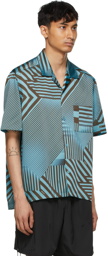 We11done Blue Geometric Print Short Sleeve Shirt