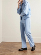 Small Talk - Throwing Fits Straight-Leg Pintucked Wool-Gabardine Suit Trousers - Blue