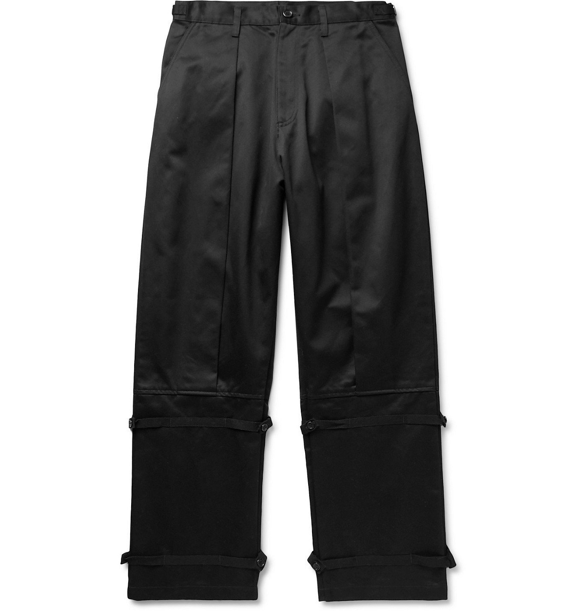 Photo: Undercover - Wide-Leg Webbing-Trimmed Pleated Cotton-Twill Trousers - Black