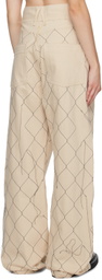 AIREI Beige Embroidered Jeans