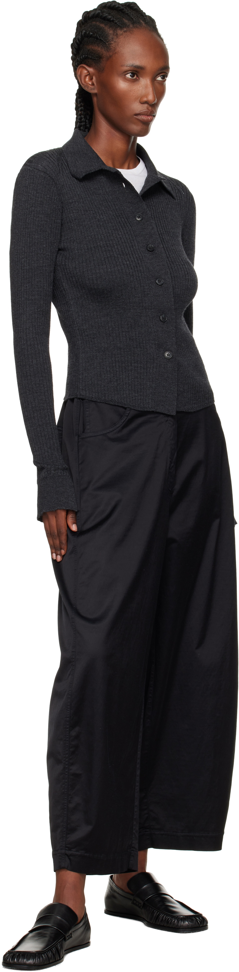 mfpen Gray Knitted Rib Cardigan