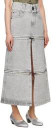 VAQUERA Gray Zipper Denim Maxi Skirt