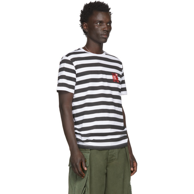 Loewe White and Black William De Morgan Stripe T-Shirt Loewe