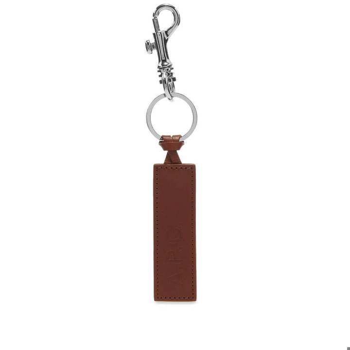 Photo: A.P.C. Leather Logo Keyring in Dark Brown