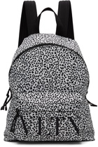 Valentino Garavani White & Black Leopard 'VLTN' Backpack