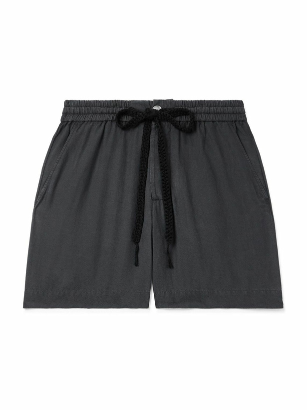 Photo: The Elder Statesman - Straight-Leg Cotton and Silk-Blend Jacquard Drawstring Shorts - Black