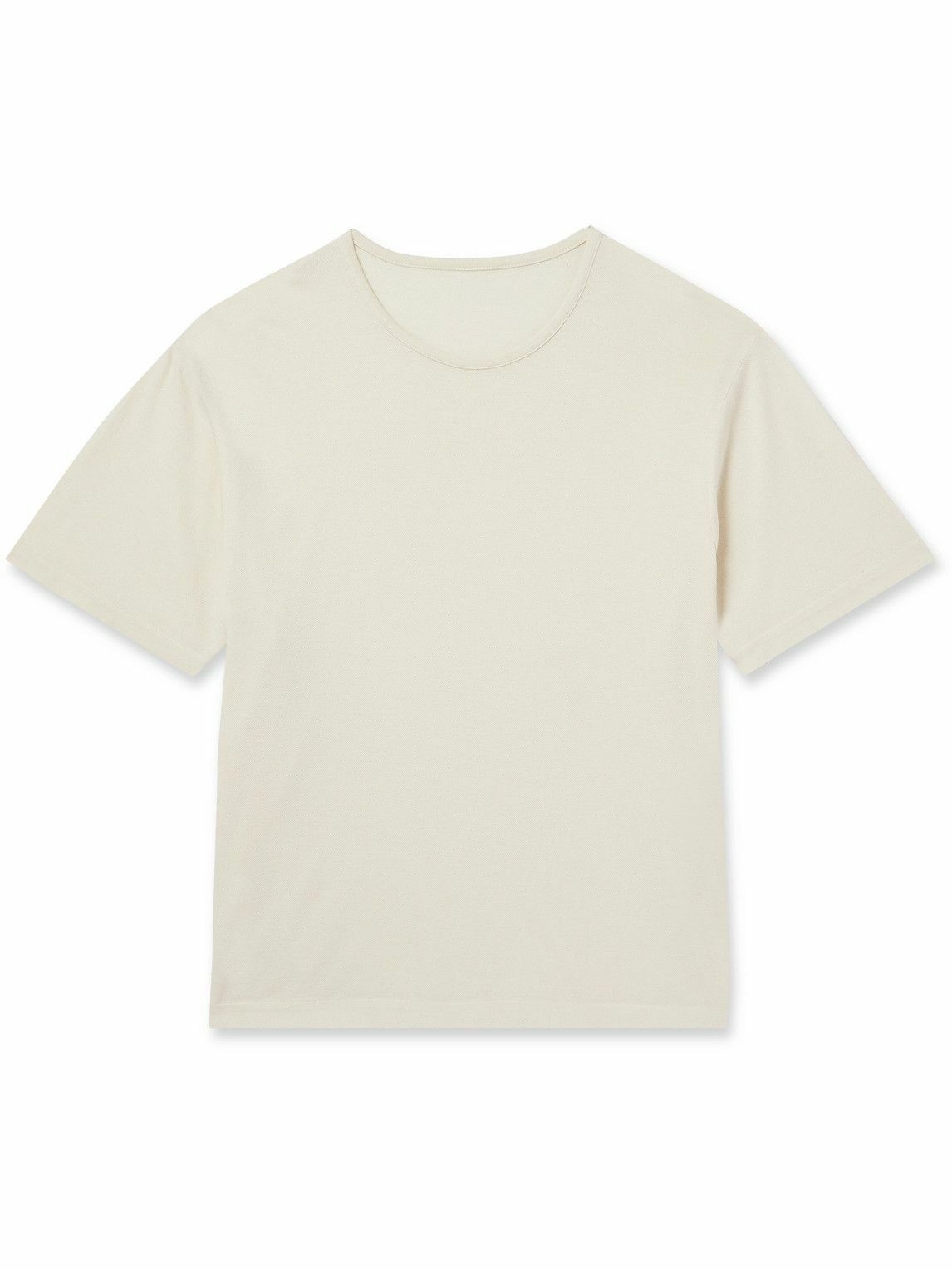 Stòffa - Cotton and Silk-Blend Piqué T-Shirt - Neutrals