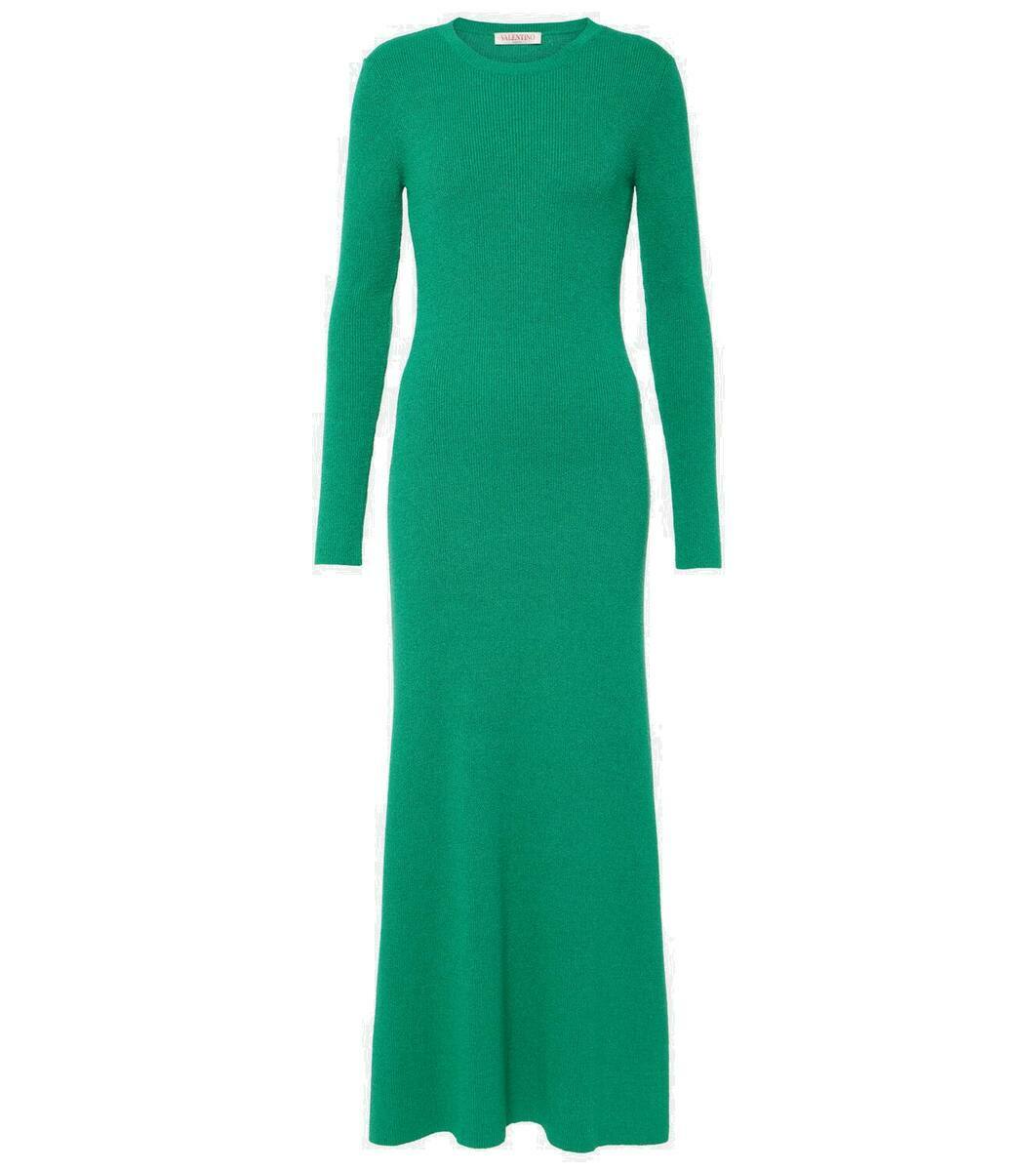 Valentino Velvet Noir Crystal-Trim Midi Dress with Signature V Belt (S–L)