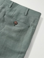 Canali - Straight-Leg Linen and Silk-Blend Trousers - Green