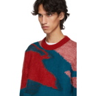 PS by Paul Smith Red Multicolor Multipattern Crewneck Sweater