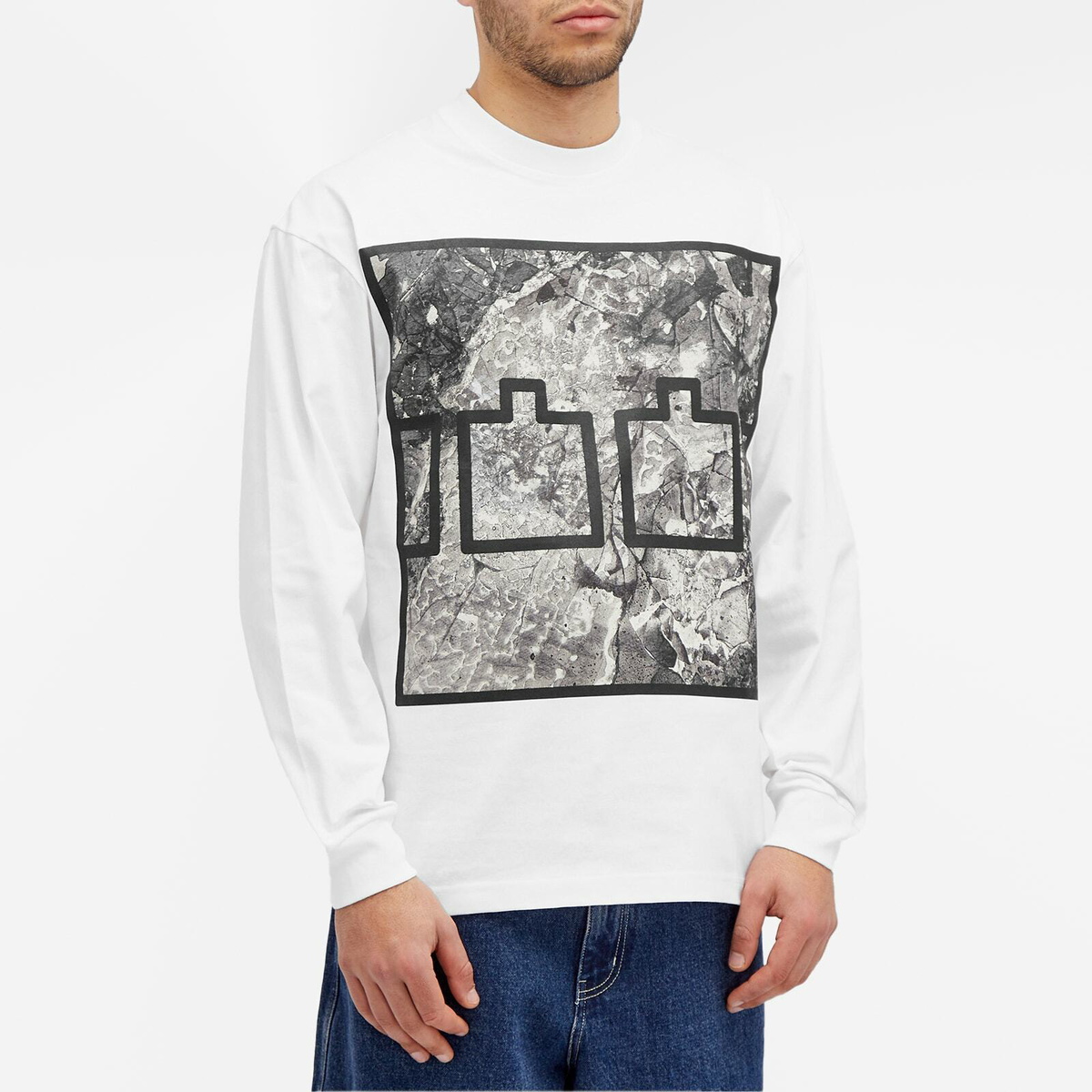 The Trilogy Tapes Men's Block Ice Long Sleeve T-Shirt in White